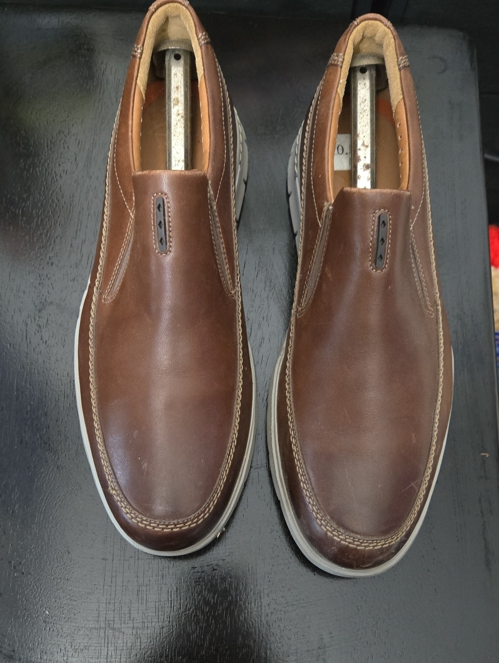 Clarks Brown Leather Casual Slip-On Loafers